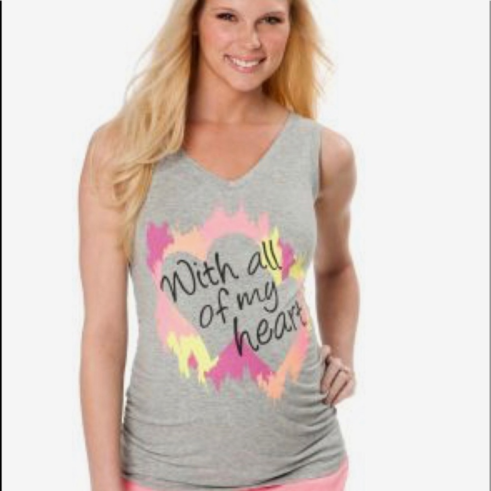 Side Ruched V-Neck Gray Maternity Tank Top